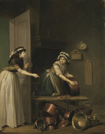 A Woman Polishing Copper Pans by Pehr Hilleström